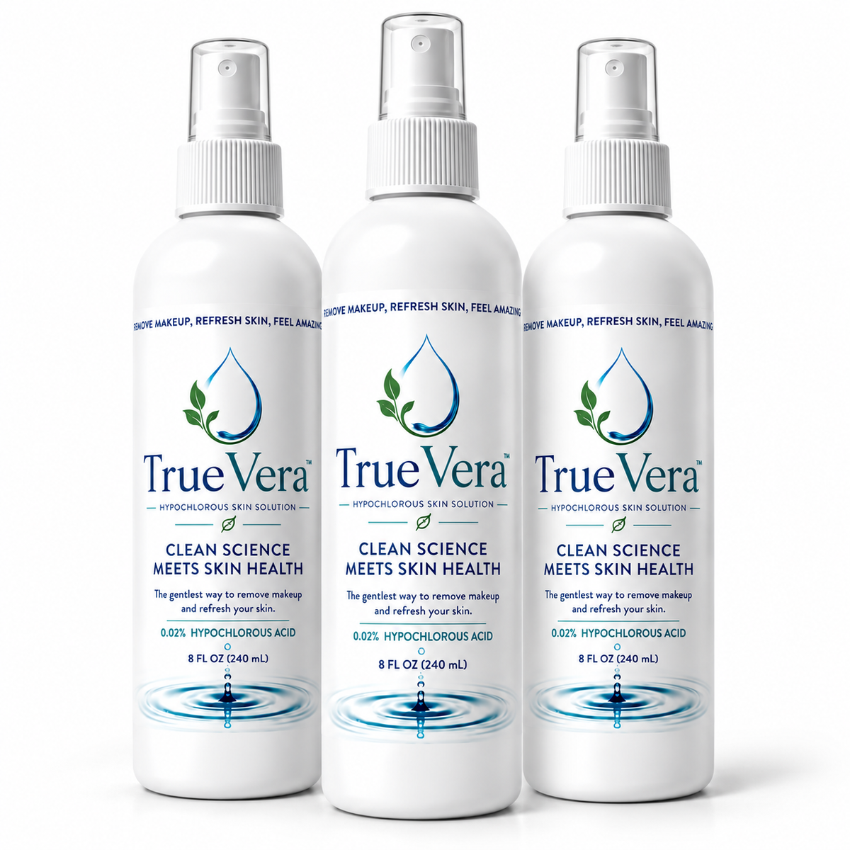 Set of three TrueVera HOCl Spray bottles